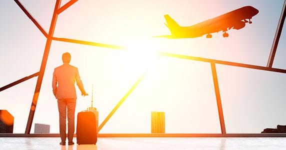 person traveling by plane on incentive travel program